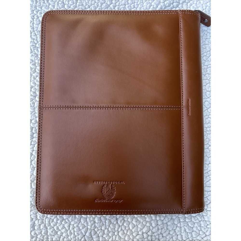 Cutter & Buck Brown Leather Zippered Portfolio Innovation 21 Padfolio Organizer